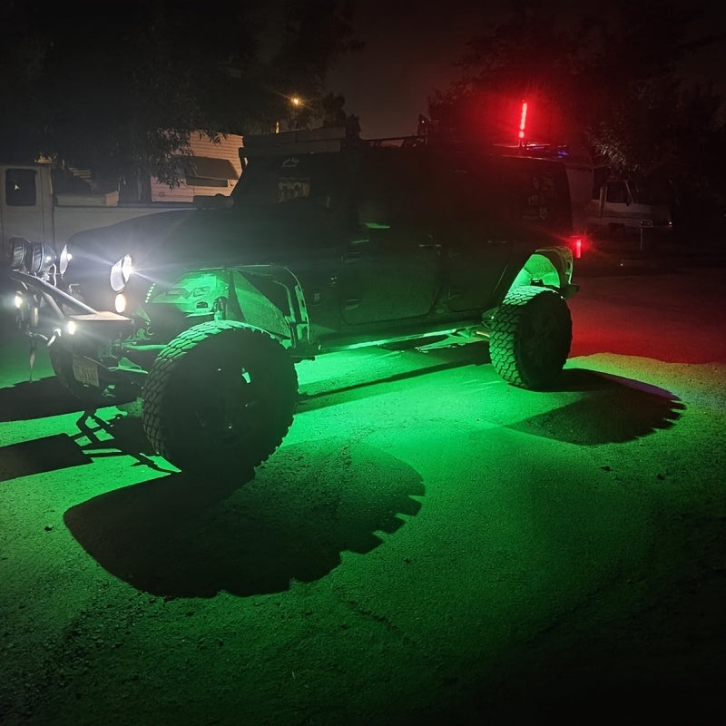 RGB-IC LED Rock Light Kit 4 or 8 Pods, APP & RF Control, Chasing Dream Color Underglow Downlight with Music Mode, 12V for Truck UTV Golf Cart Off-Road Vehicle