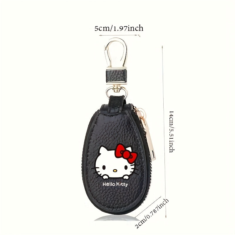 Sanrio'S for Hello Kitty Key Bag - Black Car Key Storage Bag with Golden Zipper, Multi Functional Keychain, Compact Design, Suitable for Home Use, Key Storage Organizer, Suitable for Hello Kitty Additions