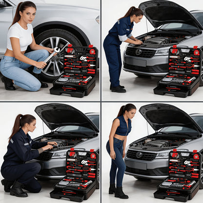 [Fast Arrival] 324+1pc/53/47pcs Professional Automotive Master Tool Kit - Premium Tool Sets For Car, Bike, And Motorcycle Maintenance - Compact, Portable, And All-In-One Solution With Ratchet Wrench, Assorted Screwdriver Set, Without Battery