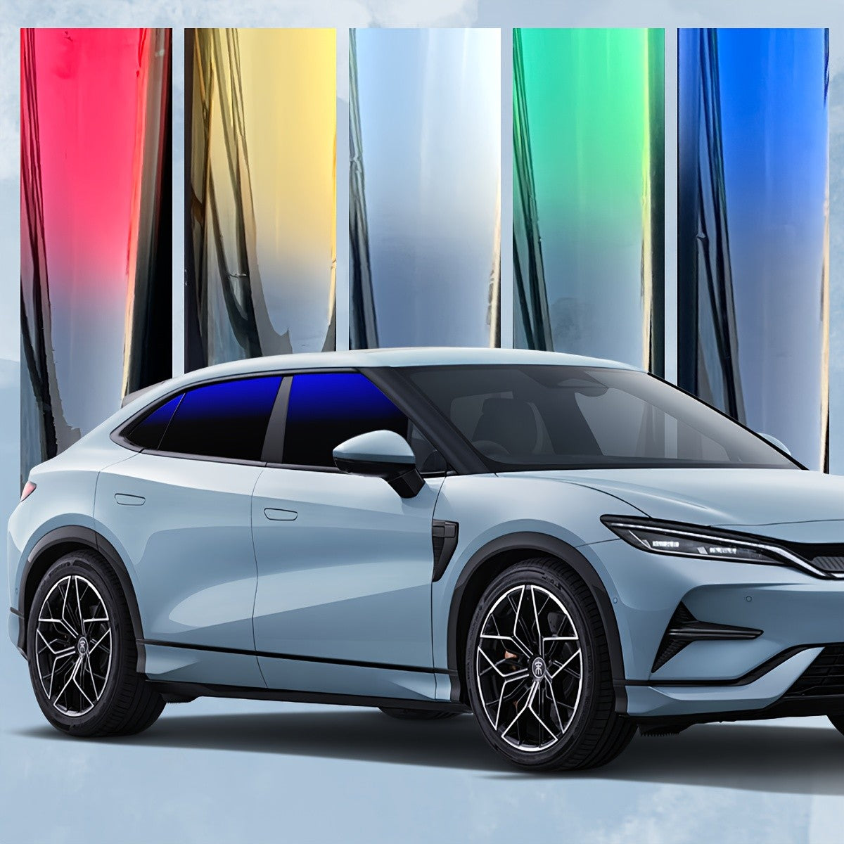 1 Roll Of 19.7 X 118 Inch Two-color Gradient Window Film | Heat Resistant, VLT, Protective, Contrasting, Tear-off and Paste, PET Material, Universally Applicable for Vehicle Exterior Accessories