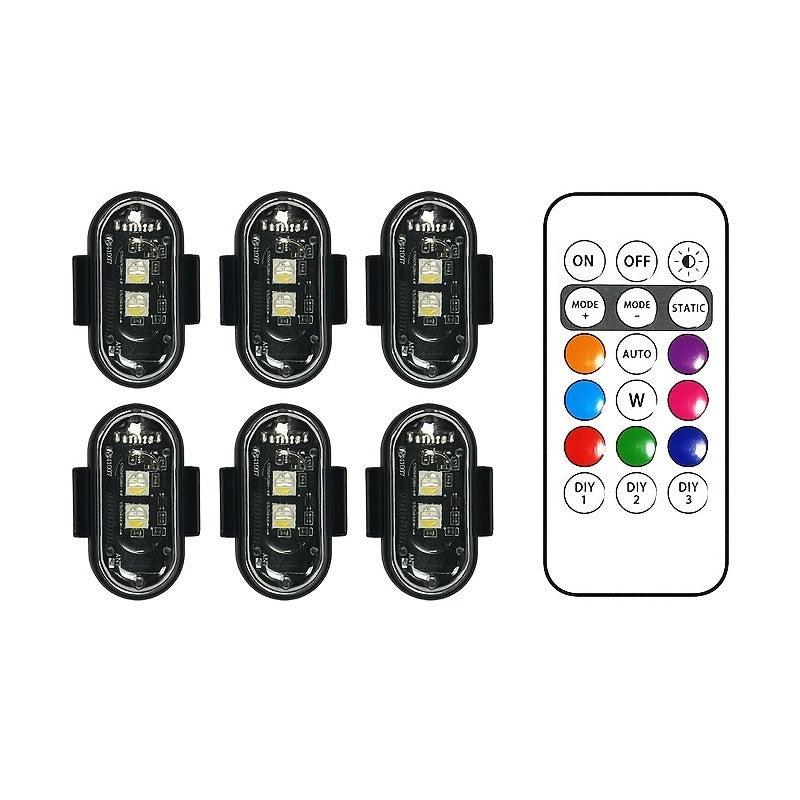 6pcs Light Up The Night: RGB LED Aircraft Lights For Car Motorcycles Truck Airplanes Helicopters LED Run Sport Ambiance Light For Party Night Sleep Light | Home Office Lighting Bedside Decorative, Gaming Study Room Decordation Holiday Birthday