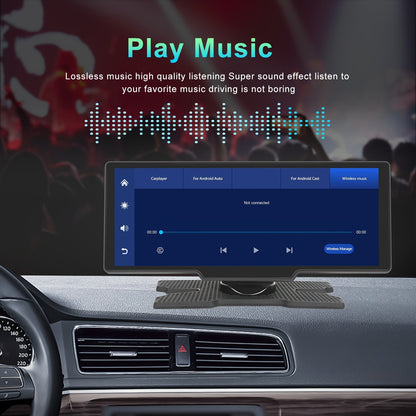 Podofo 10.26” Android Auto & CarPlay Wireless Portable Car Stereo with Touchscreen, Wireless/, Voice Control, FM Transmitter, Compatible for Smartphones, Navigation, Handsfree Calling, AUX Receiver for Vehicles