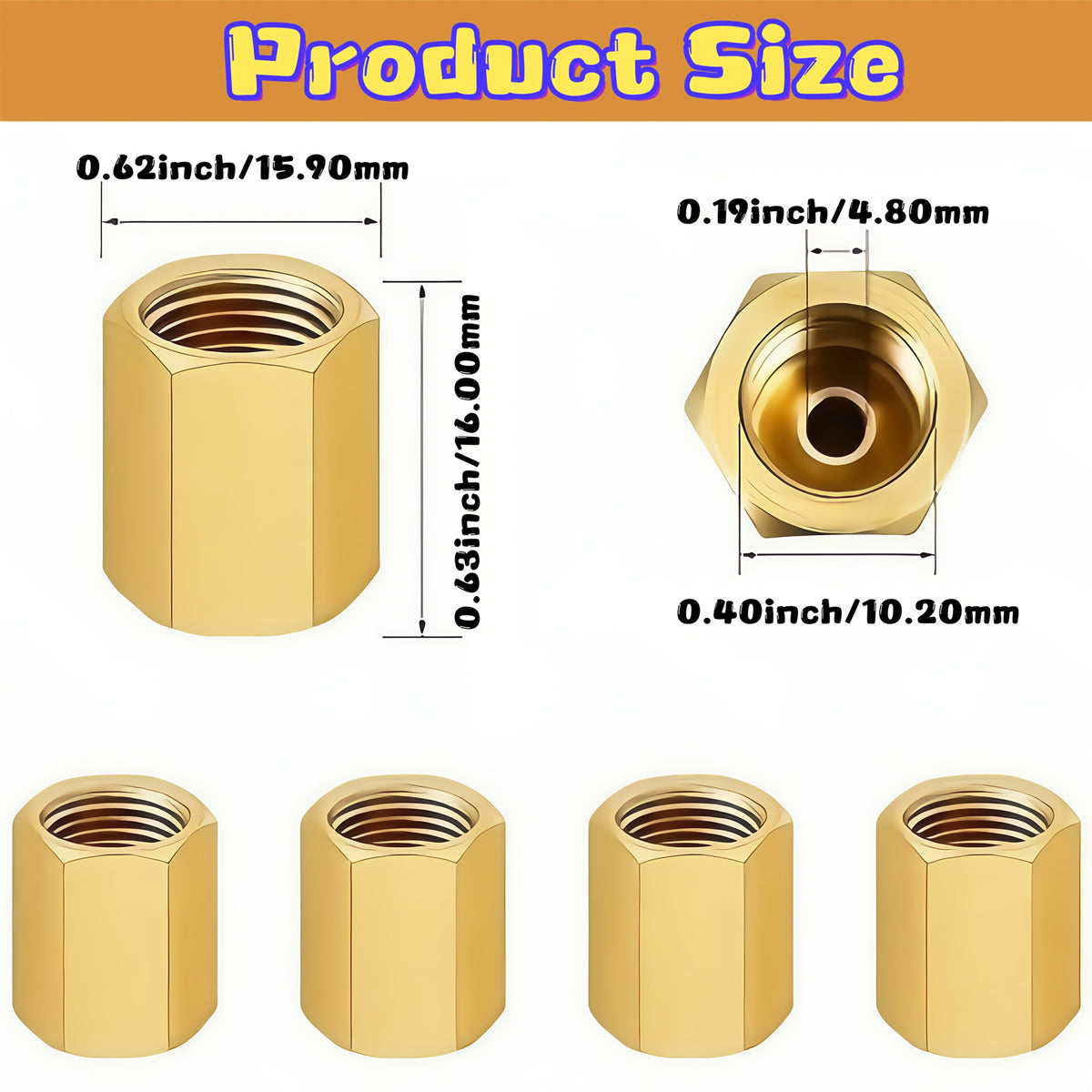 Brake Line Fittings Assortment – 3/16" 1/4" 5/16" 3/8" Tube, Inverted Flare Union Connectors, Multiple Thread Sizes with Hose Clamps