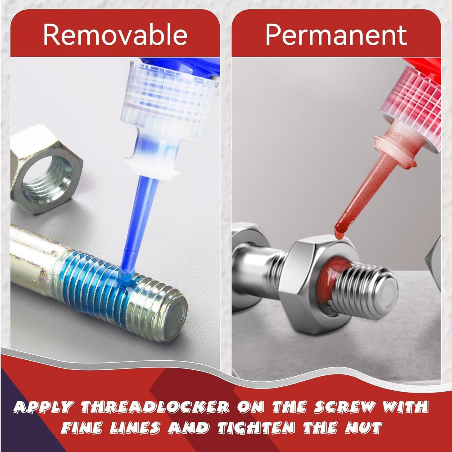 High-Strength Heat-Resistant 234-271 Threadlocker, 243 Medium-Strength Anaerobic Threadlocker, 271 High-Strength Anaerobic Threadlocker, Anti-Loosening Sealant, Permanent Locking and Sealing Multi-Purpose Adhesive for Metal Parts, Quick-Fix Removable
