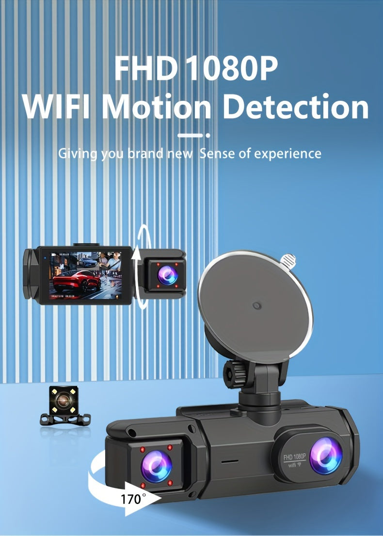2.0 Lnch IPS Screen Dash Camera, 2/3 Lens with 32GB TF Card Optional, 170 Wide Angle WlFl Night Version Loop Recording G-Sensor WIFI Optional