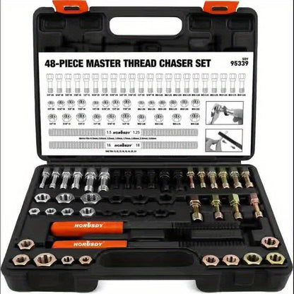 HORUSDY 48pcs Thread Chaser Set for UNF, UNC, And Metric Threads, Rethreading And Repair Kit