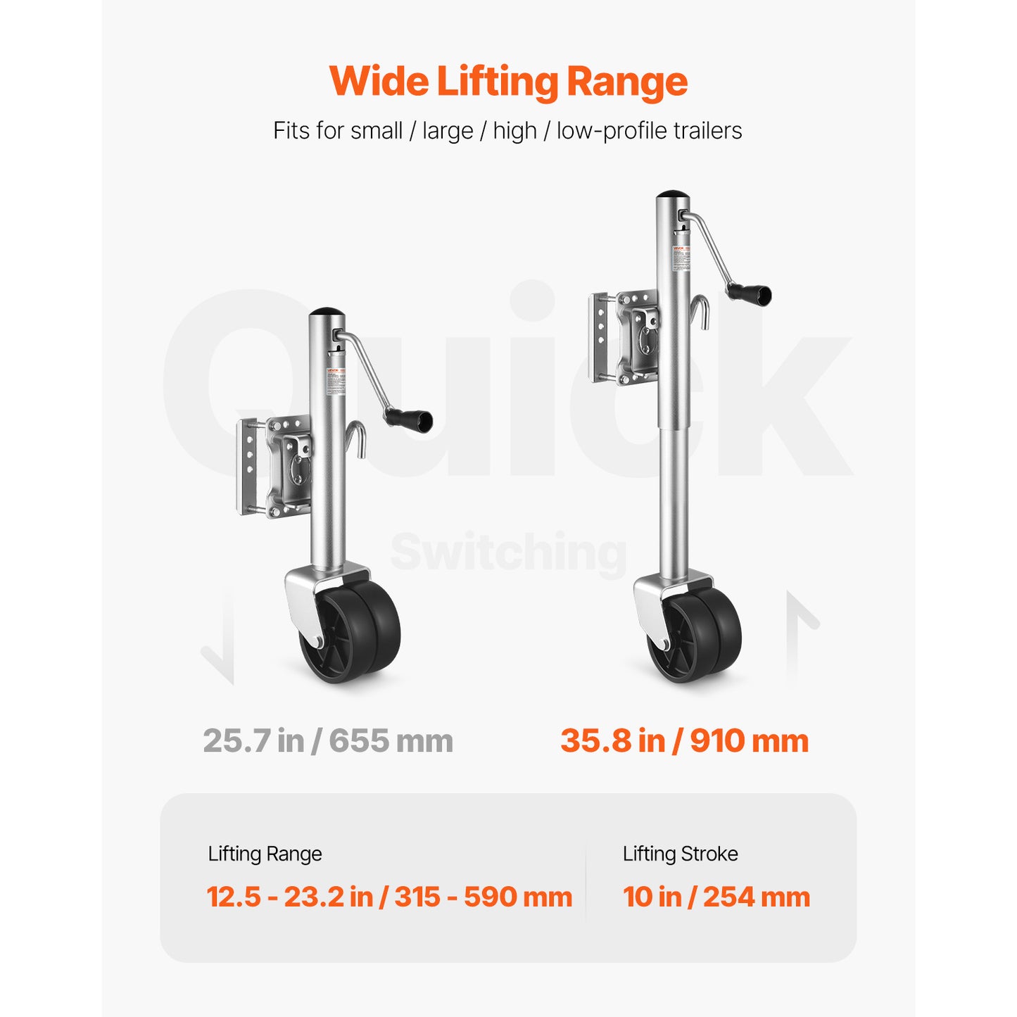 VEVOR Boat Trailer Jack Marine Heavy Duty Swivel Mount Tongue Jack 1000 lbs/1500lbs Load Single wheel / Double wheel
