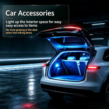 [LED Trunk Light] New Car Trunk Light Atmosphere Light, Trunk Lighting LED Strip, Flexible Light, 158 Inches, LED High Brightness White/Blue Light, Suitable for All Kinds of Car Trunks, Without Battery