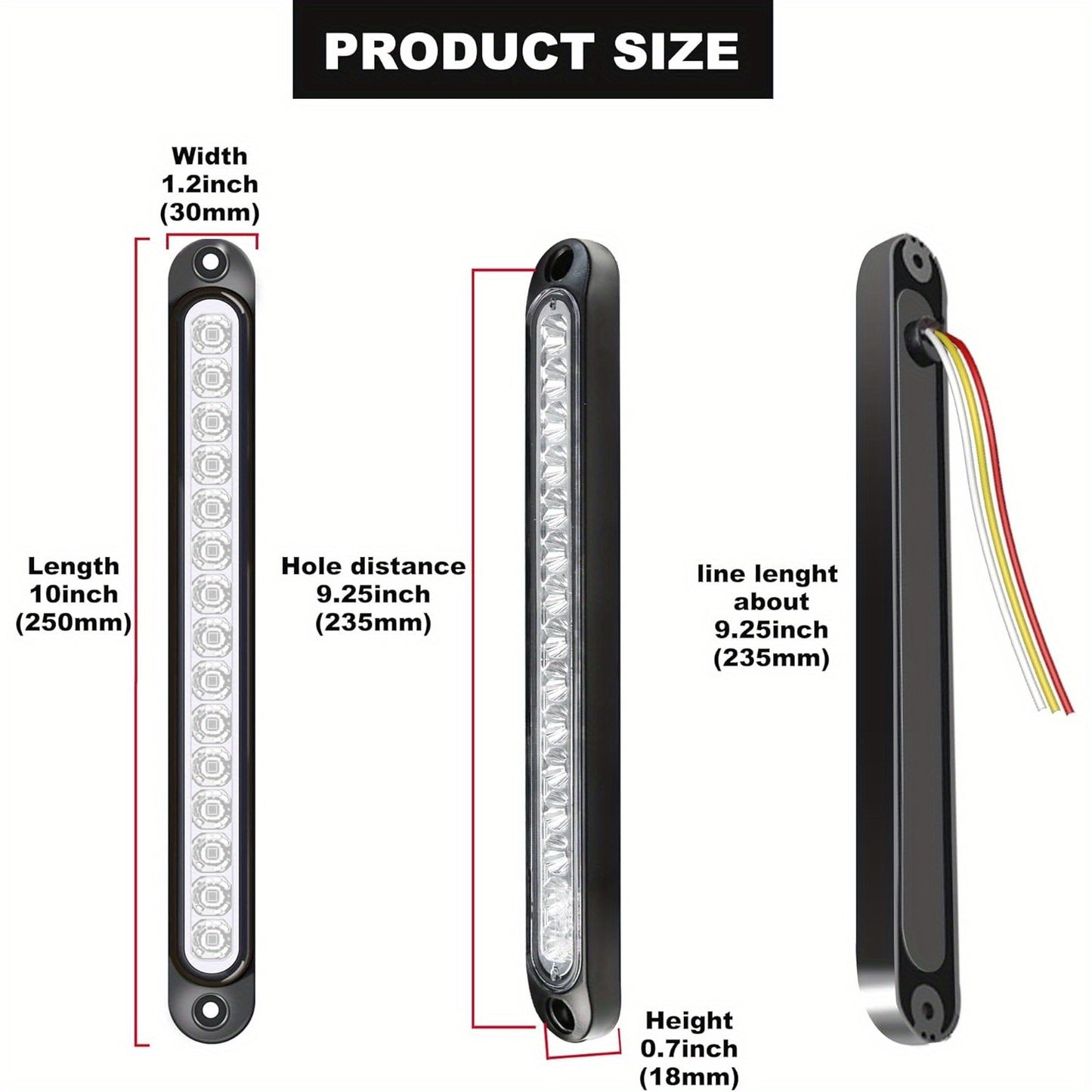 4pcs White 15LEDs Trailer Brake Tail Light Bar LED Trailer Lights Stop Turn Signal Tail Lights Trailer Identification Light for Marine Boats Golf Truck Offroad