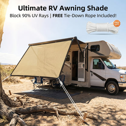 RV Camper Shade Cloth-Breathable Uv-Resistant Sun Shade Tarp, Brass Grommets, Includes Tie-Down Ropes for Versatile Outdoor Use