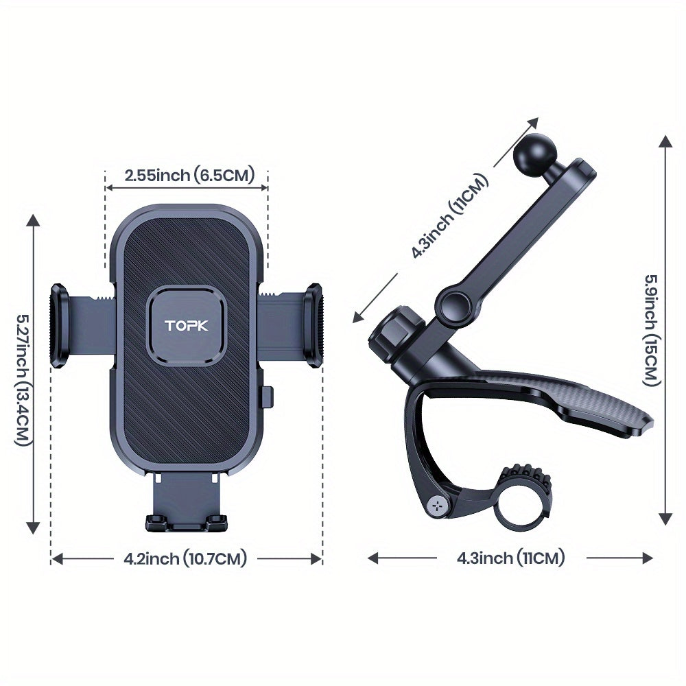Phone Mount for Car Dashboard, 360 Degree Adjustable Cell Car Phone Holder with Anti-slip Silicone Clip [Multi-Angles&Stable] for All Smartphone