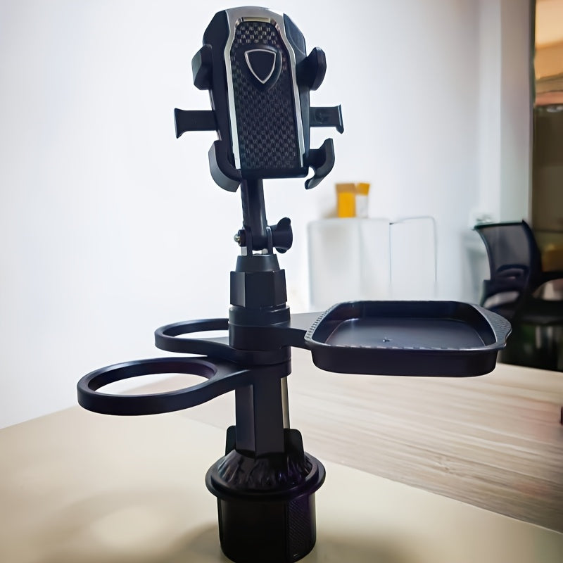 [3-In-1 Car Holder] 1pc, a Multifunctional 3-In-1 Car Cup Holder, Vehicle Phone Holder Tray Dining Plate, a Versatile Small Dining Table, Car Drink Coffee Burger Cup Holder, Made of ABS Material, Featuring a Stable And Expandable Base, Is an Essential Tra
