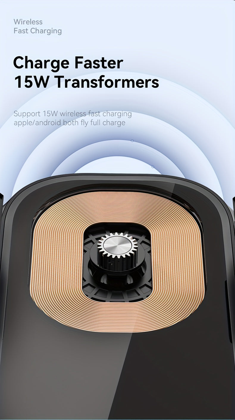 Fast Charging Wireless Car Charger with Auto-Clamping Mount, Compatible with Iphone 16/15/14/13/13 Pro/12 Pro Max/12 Pro/12/11/10 Series And Samsung Galaxy Series, Offering 15W/10W/7.5W Charging Through Air Vent