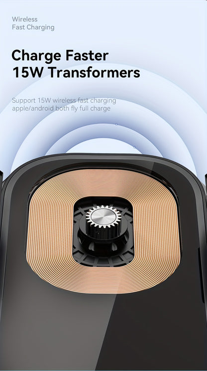 Fast Charging Wireless Car Charger with Auto-Clamping Mount, Compatible with Iphone 16/15/14/13/13 Pro/12 Pro Max/12 Pro/12/11/10 Series And Samsung Galaxy Series, Offering 15W/10W/7.5W Charging Through Air Vent