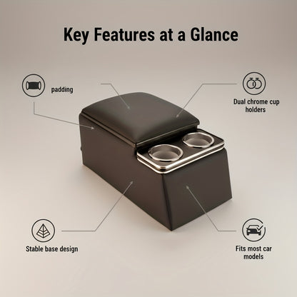 Car Center Console, Universal Rear Bench Seat Consoles, Truck Seat Organizer And Storage, Back Seat Car Organizer with Cup Holder, Central Armrest Box (Regular, Black)