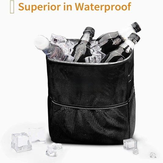 2 Gallon Car Trash Can with Lid and Storage Pockets – Leakproof & Odor-Proof Vehicle Garbage Bin – Fits Cars, SUVs, Trucks