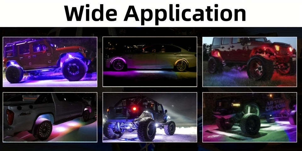 [RGB LED Rock Lights] 4/8/10pcs Rock Lights for Trucks RGB LED Rock Lights Kit With, APP/Remote Control & Music Mode, Wireless Remote Controller, Multicolor Cars Underglow, Footwell Neon Light Kits for Pickup Off Road RZR SUV ATV UTV Car