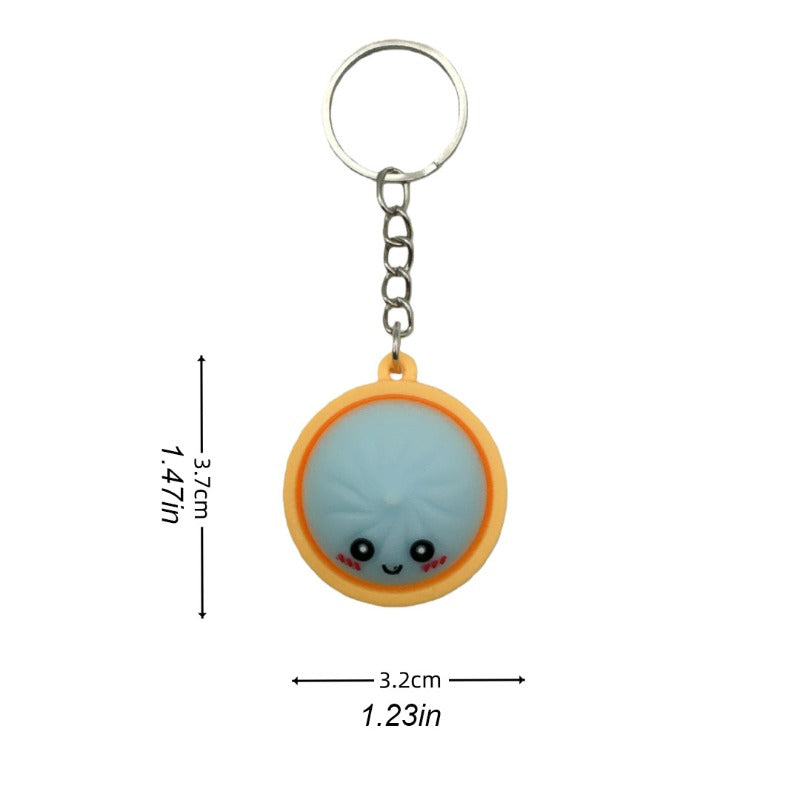 14pcs Keychain Set for Her/Him, Cute Dumpling Keychains in Bulk, Suitable for Classroom Prizes, Gift Bag Stuffing, Steamed Bun And Dumpling Keychains with Steamer Basket, Birthday And Mother'S Day Gifts, Treasure Chest Prizes, Random Colors