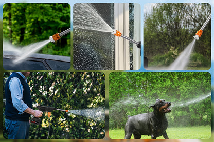 LOVEWE 300 Watt Cordless High Pressure Electric Car Wash - Equipped with 6-in-1 Nozzle, 1.3GPM Handheld Car Wash Gun, for Car Wash/Home/Floor/Garden Cleaning, Includes1/2 X 15000mAh Batteries, 60 Minutes Battery Life, for Independence Day
