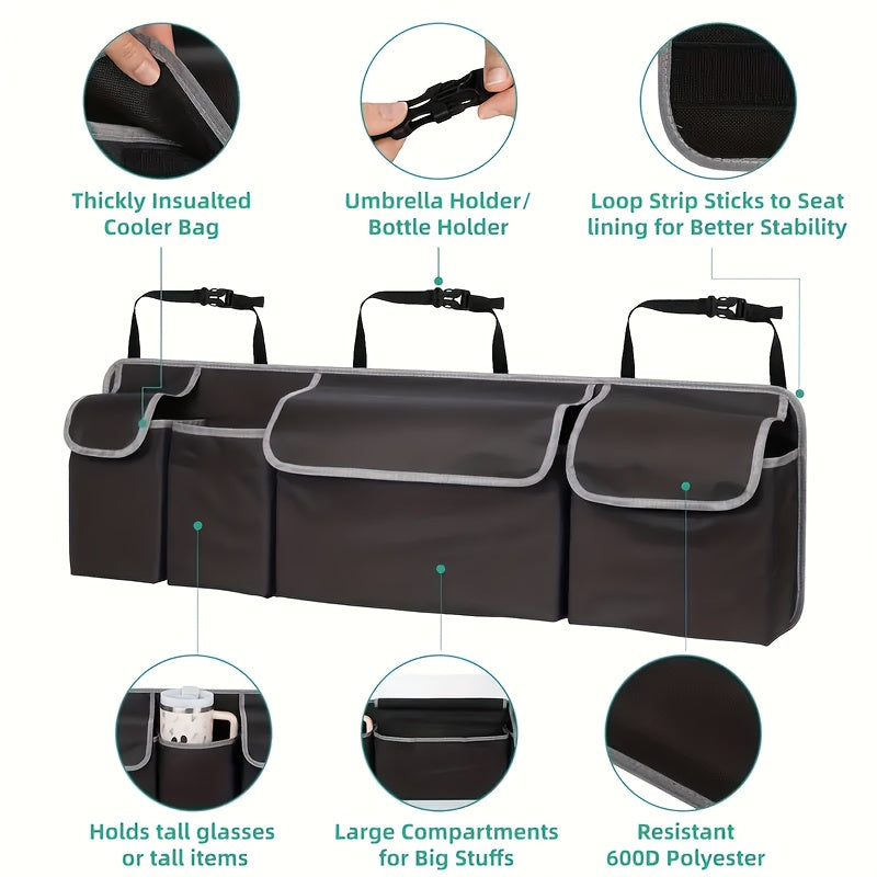 Car Trunk Organizer Foldable Rear Seat Hanging Storage Bag 4 Pockets for SUV Truck MPV Jeep Cargo Accessories Purse Holder
