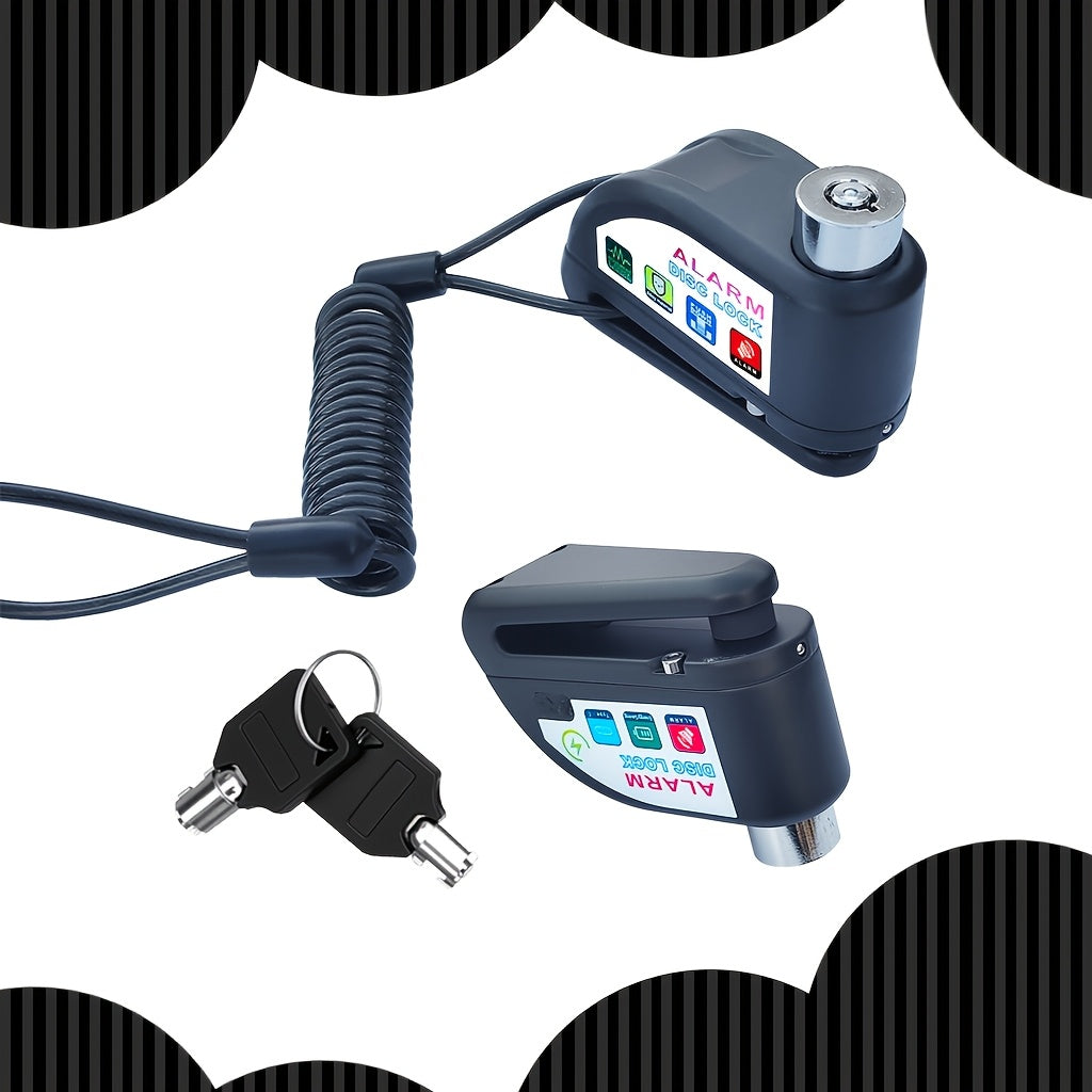 Motorbike Security Lock with Disc Brake Alarm System, 110Db Sound, 500Mah Rechargeable Battery, Includes USB Charging Cable And Reminder Rope
