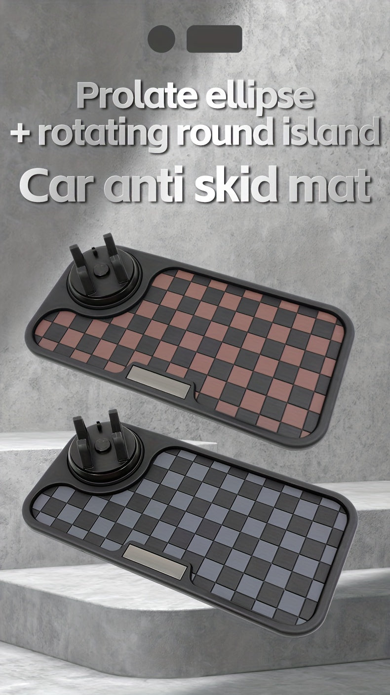 [Car Anti-Slip Mat] Car Anti-Slip Mat Dashboard Ornament Mat Mobile Phone Rotating Holder Dashboard Storage Mat High Temperature Resistant High-End Square Grid Mat Creative Ornament Pad Car Interior Accessories