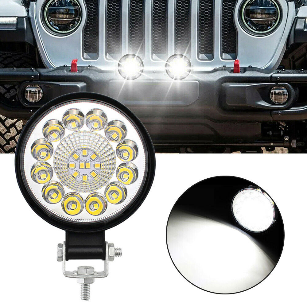 Set of 2 Round LED Off-Road Light Pods, 4.5 Inches, 42 Watts, Designed for Off-Road Driving, Suitable for 12V Vehicles Like Trucks, Tractors, Atvs, And Boats, Without Battery