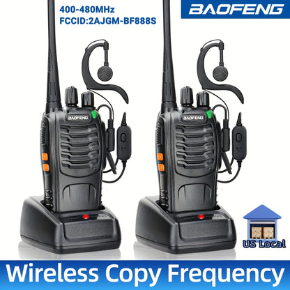 2pack Baofeng Adult Long Distance Walkie-talkie with Headset, 16 Channels Rechargeable Handheld Two-way Radio, Suitable for Hiking, Cycling, Camping and Skiing