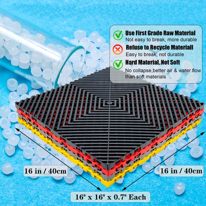 20 Pack 16"x 16"x 0.75"(Thickness)Interlocking Garage Floor Tiles, Modular Drainage Floor Mat, Non-Slip Splicing Interlocking Drainage Mats Floor Tile for Garage  Wash Basement, Etc.