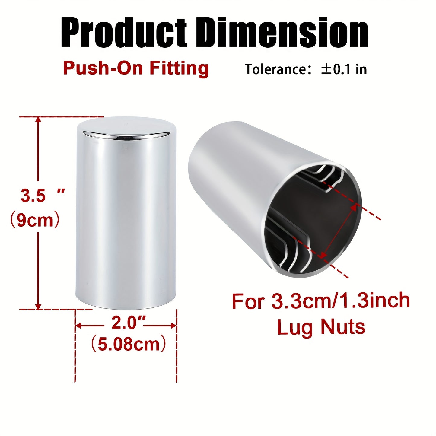 20pcs, 40pcs, Or 60pcs of 33Mm X 3 1/2" Lug Nut Covers Made from ABS Chrome Plastic, Designed for Push-On Fit for Hub Piloted Wheels, Complete Axle Cover Kits, And Lug Nut Covers Suitable for Semi Trucks And Trailers