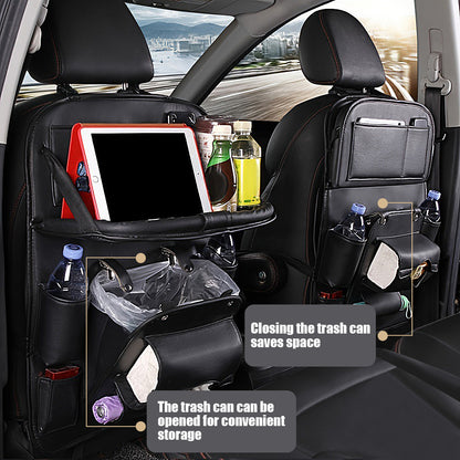Car Seat Organizer with Foldable Tray Trash Can Multi-Pocket Rear Seat Back Storage Bag Headrest Hanging Organizer for SUV Truck Universal Fit 1pc 2pcs
