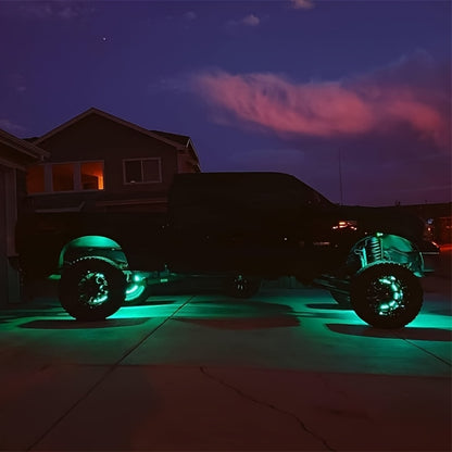 RGB-IC LED Rock Light Kit 4 or 8 Pods, APP & RF Control, Chasing Dream Color Underglow Downlight with Music Mode, 12V for Truck UTV Golf Cart Off-Road Vehicle