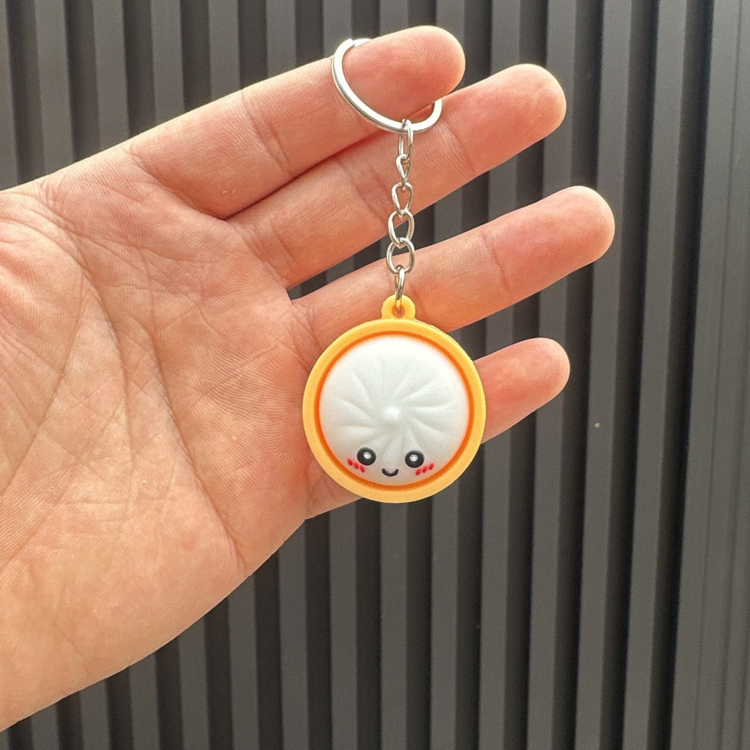 14pcs Keychain Set for Her/Him, Cute Dumpling Keychains in Bulk, Suitable for Classroom Prizes, Gift Bag Stuffing, Steamed Bun And Dumpling Keychains with Steamer Basket, Birthday And Mother'S Day Gifts, Treasure Chest Prizes, Random Colors