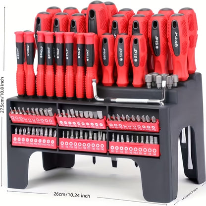 [Holiday Gifts] 10/100/126/132pcs Precision Screwdriver Set, Insulated Magnetic Screwdriver Tools, Professional Auto Repair Tools, Comes with A Plastic Storage Rack, Suitable for Electronics And Precision Work, A Good Choice for Daily Use And Holiday Gift