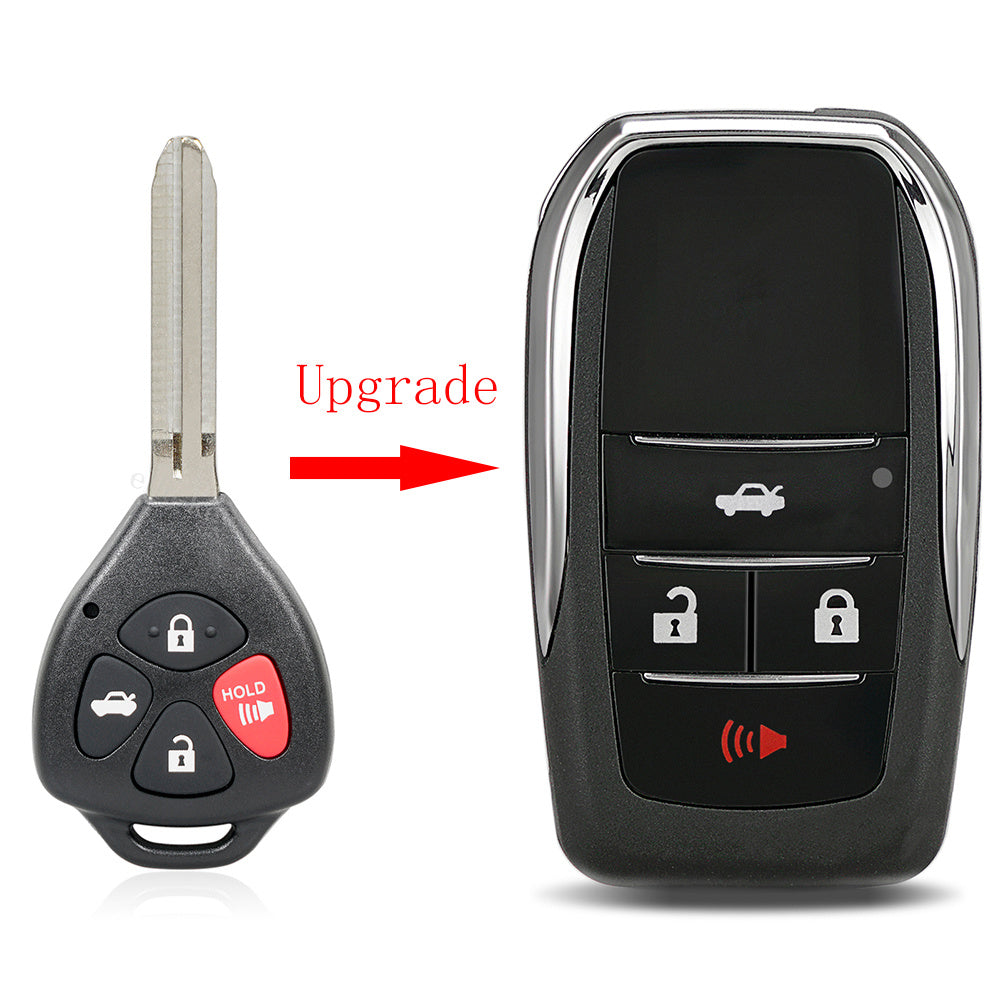 Set of 2 Enhanced Flip Key Fob Shells with 4 Buttons for Toyota Models Including Camry, Corolla, Venza, for Scion, And for Xb from 2007 to 2012, FCCID HYQ12BBY