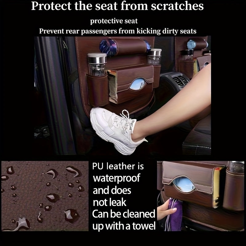 Car Back Seat Organizer 2-Pack – Foldable Table, Kick Mats, Cup Holder, Tissue Box, Laptop Station & Eating Tray – Family Road Trip Storage