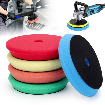 5pcs Sponge Rubber Polishing Disc Set, 6-Inch Beveled Edge Foam Buffing Pads For Automotive Detailing, Fine Grit Wheel Tools For Car Shine Enhancement And Sanding