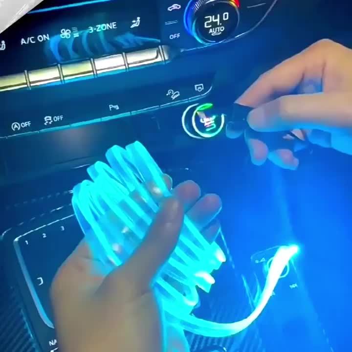 RGB Car Interior LED Light Kit, USB Powered with App & Remote Dual Control, Music Sync Fiber Optic Strip Lights for Dashboard & Door, Battery-Free Ambient Atmosphere Christmas Decorative Lighting, Easy Installation, DIY Car Mod