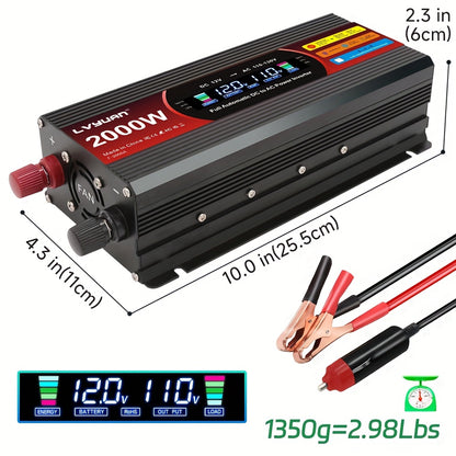 [Car Power Inverter] LVYUAN 200W/1000W/3000W Car Power Inverter DC 12V to 110V AC Converter with LCD Display Dual AC Outlets And Dual USB Car Charger for Car Home Laptop Truck Boat Red