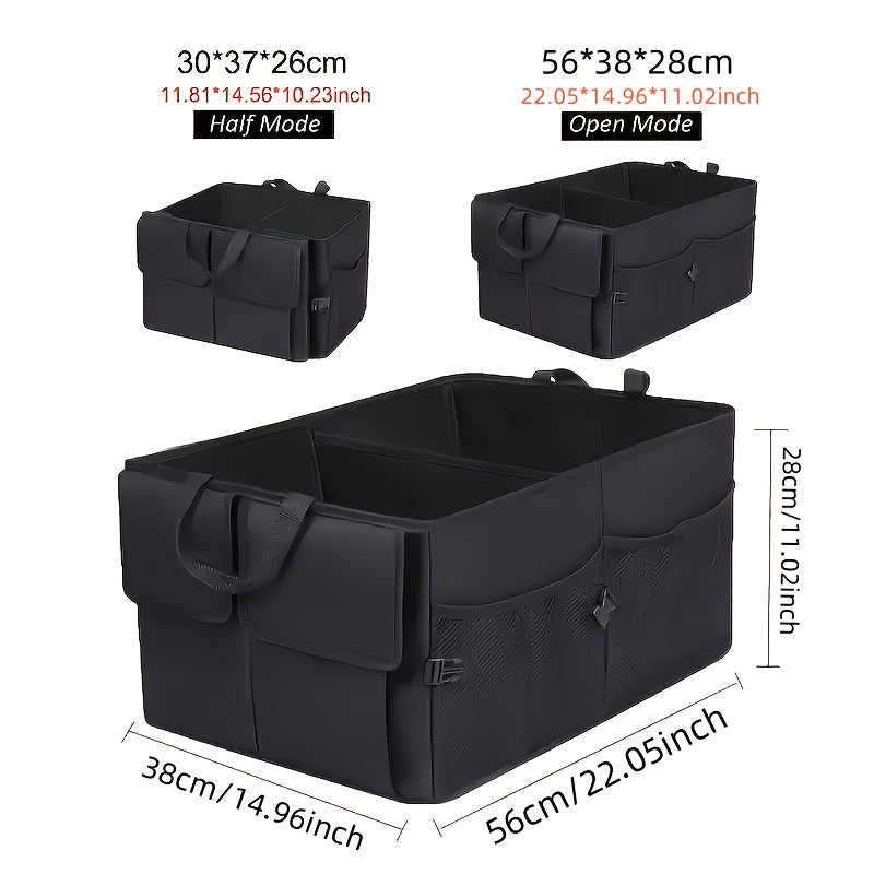 Large Capacity Car Trunk Organizer – Heavy-Duty Foldable Cargo Storage Box with Multi-Compartments, Non-Slip Base | Car, Truck, SUV