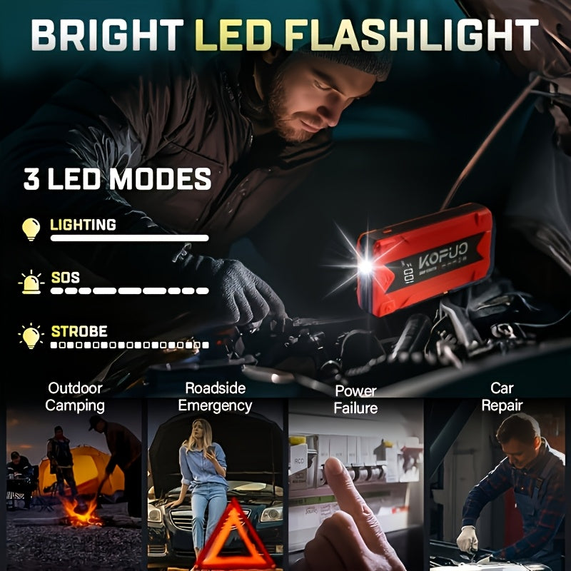 6000-20000A Peak Single Jump Starter Or 12V Portable Car Jump Starter with Air Compressor, Jump Starter Battery Pack with 150PSI Tire Inflator, 7-in-1 Multi-functional Battery Booster Power Bank with LED Light, Car Battery Charger, Roadside Assistanc