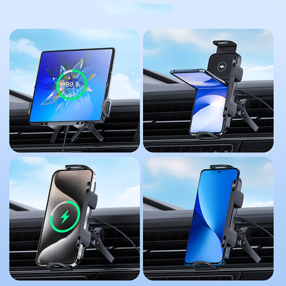 Car Holder with Wireless Fast Charging for Foldable Screen Phones Suitable for iPhone 8/X/11/12/13/14/15 Series, Samsung Note20/10/9/8 Series, S10/9/8 Series Fold 5, Fold 6/, W23/W24 Wireless Charging Output 5W/7.5W/10W/15W