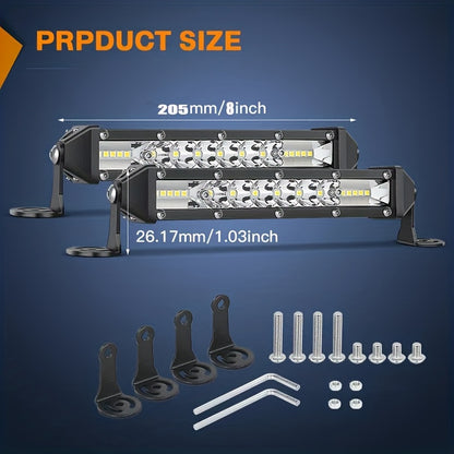 8/15/22 Inch Ultra-thin LED Double Row Strip Light, Ultra Bright LED Strip Light Used For Car, Truck, for Jeep, Off-road, ATV Boat Lighting, Battery Free, Without Battery
