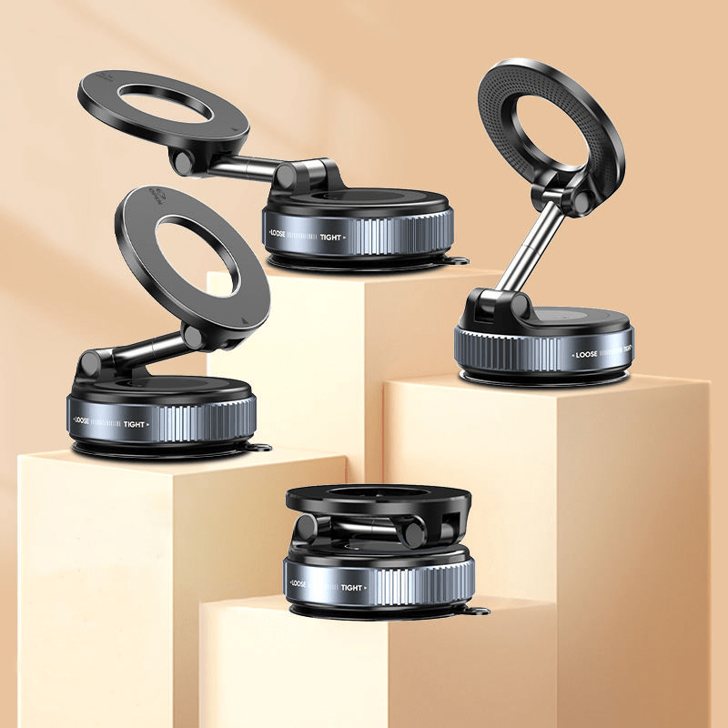 4pcs, 360° Rotating Magnetic Phone Holder, Foldable And Extendable, Suitable for iPhone 16/15/12, ABS Material, Not, Multi-scenario Use: Car/bathroom/gym/mirror, Universal Size, Black, All-season Compatible