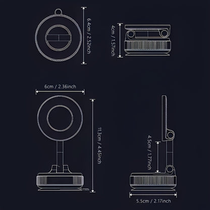 4pcs, 360° Rotating Magnetic Phone Holder, Foldable And Extendable, Suitable for iPhone 16/15/12, ABS Material, Not, Multi-scenario Use: Car/bathroom/gym/mirror, Universal Size, Black, All-season Compatible