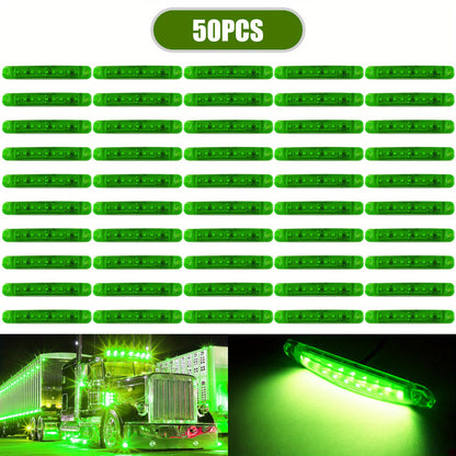 50pcs New Bright 12V-24V 9 LED Side Light Lamp Indicator Light Bar For Truck Trailer Bus Boat Rv Lorries-Yellow, Red, White, Blue, Green