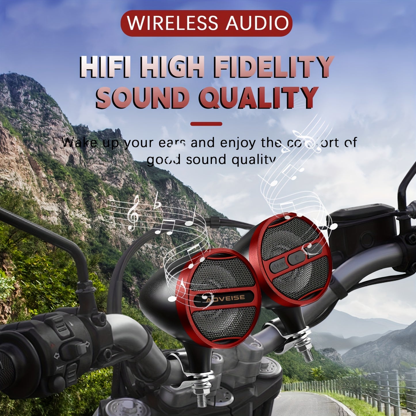 KORBROS Motorcycle Stereo Sound System with Built-In Amplifier, MP3 & USB - 12V Speakers for ATVs, Handlebar Mount