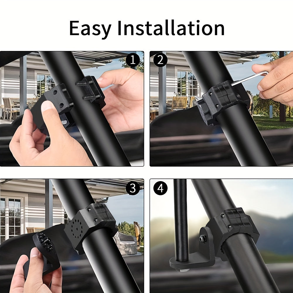 2pcs UTV Whip Light Mount & Light Bar Bracket - Heavy Duty 1.75"- 2" Roll Cage Clamp with 360° Rotation, Aluminum Flag/Off-Road Light Mount for Polaris RZR, Jeep