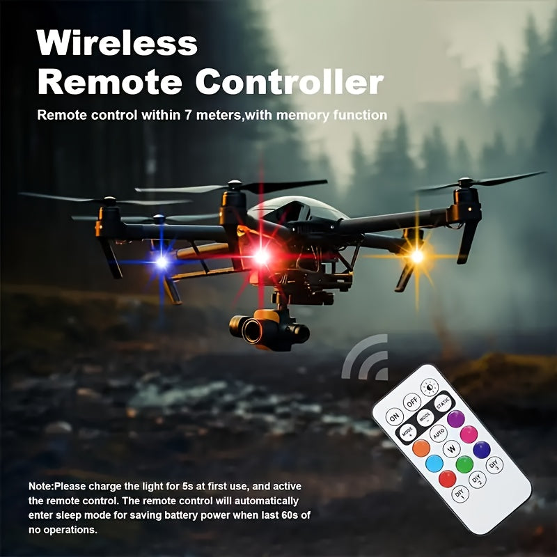 4/6pcs Wireless LED Strip Lights - 8-Color High-Brightness Anti-Collision Lighting with Remote Control, USB Charging, And Waterproof Design for Cars, Drones, Aircraft, Motorcycles, And Bikes