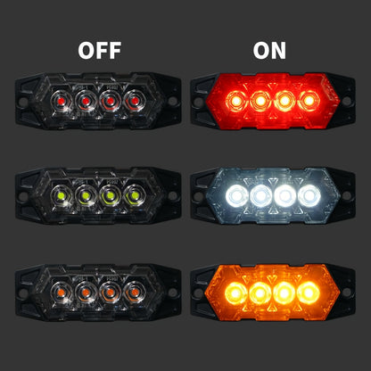 12pcs New Upgraded 12V-24V Universal LED Light for Atv Utv Boat Bike-Heavy-Duty Off-Road with Amber/Red/White, 12-24V Vehicle